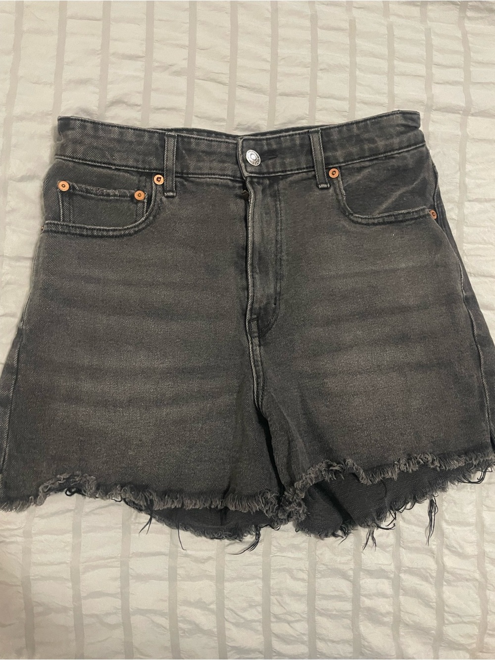 American Eagle Outfitters Black Frayed Hem Denim Shorts